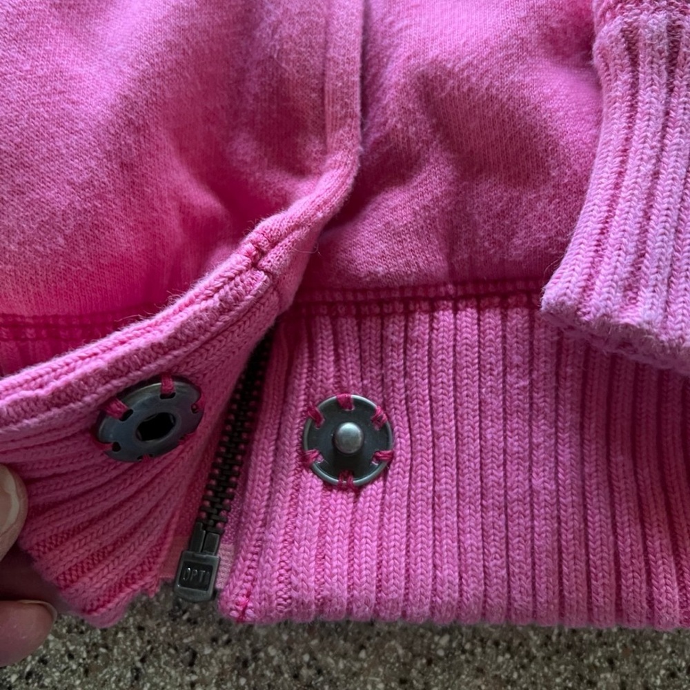 PINK by VS BLING FAUX FUR SHERPA LINED FULL ZIP HOODED JACKET SZ M PINK VINTAGE - Picture 14 of 14